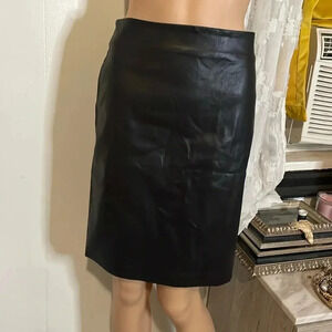 Allsaints Black Leather Pencil Skirt